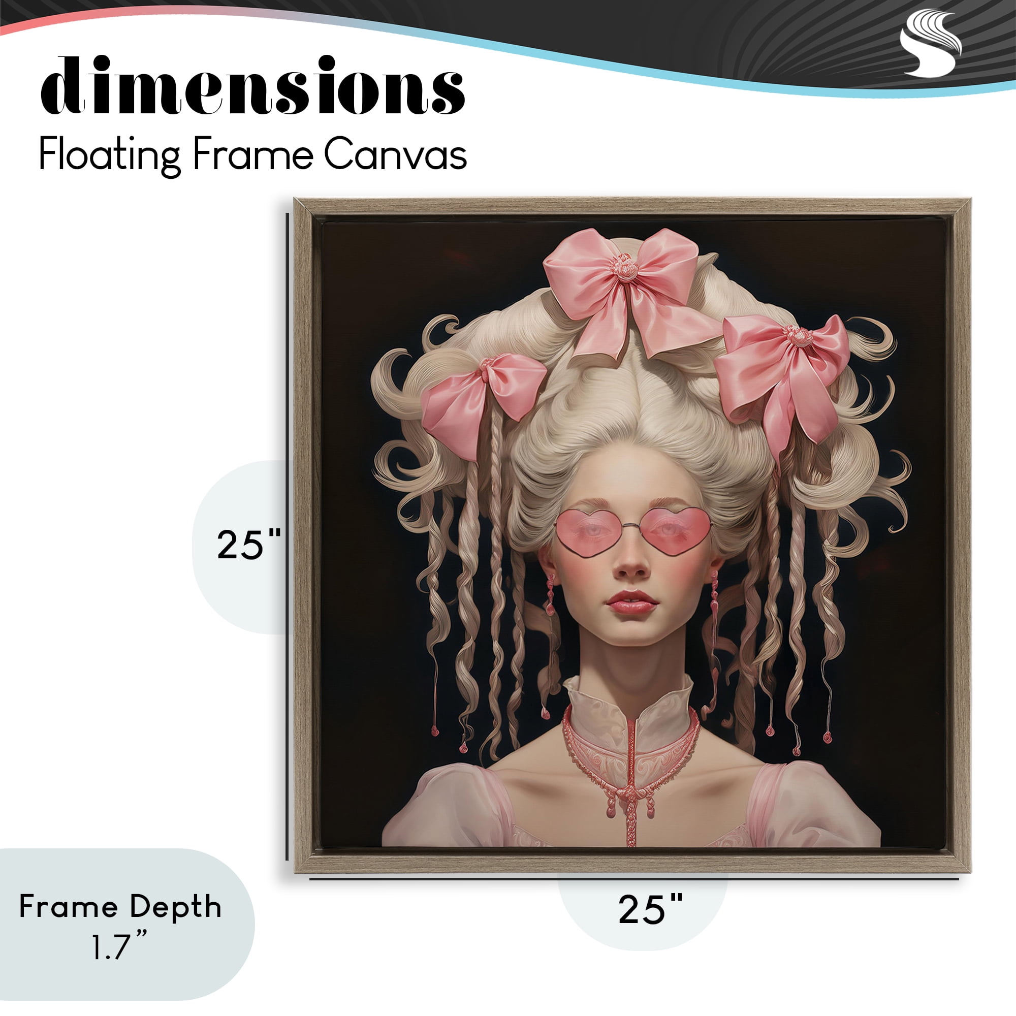 Stupell Industries Rococo Woman Opulent Ribbons Brown Framed Floater Canvas Wall Art, design by Grotto Studios