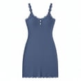 thumbnail image 6 of Iyufng Mini Dresses for Women Summer Women's V-Neck Solid-Color Lace Trimmed Spaghetti Straps Dress, 6 of 6