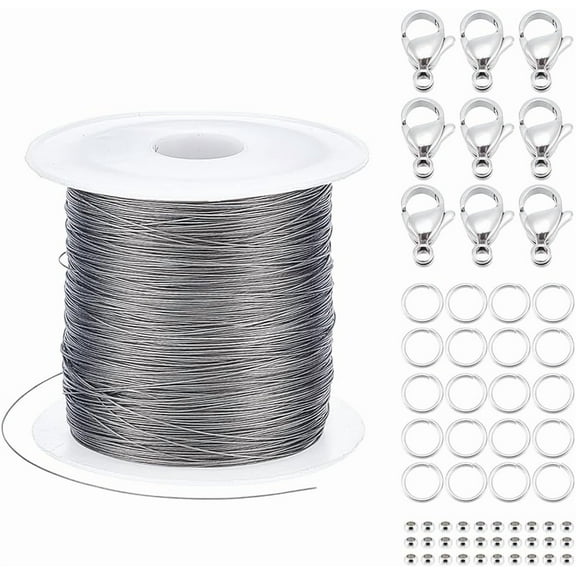 Jewelry Making and Repair Supplies Kit Includes 304 Stainless Steel Spacer Beads Lobster Claw Clasps Jump Ring and Tiger Tail Wire Jewelry Making Kit DIY