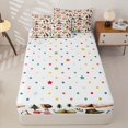 thumbnail image 4 of Homewish White Camping Zipper Twin Comforter Sets with Fitted Sheet and 2 Pillowcases, Guitar Tent Zipper Bedding Set for Men and Women, Polka Dots Reversible, 4-Piece, 4 of 6