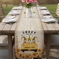 thumbnail image 4 of Gnomes Sunflowers Table Runner 108 Inches, Country Yellow Floral Bees Vintage Brown Bed Runner Dresser Scarves Tabletop for Indoor Outdoor Parties/Ceremony/Banquet, 13"x 108", 4 of 9