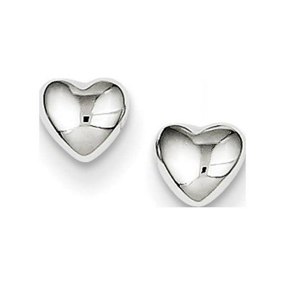 925 Sterling Silver Rhodium Plated 3-d Polished Love Heart Post Earrings 5x5mm Wide Stud Earring for Women