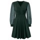 thumbnail image 1 of Vestido mini con volantes, cuello cuadrado, manga larga, vestido de fiesta, vestido de novia, verde, L, 1 of 6