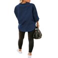 thumbnail image 3 of Chemise en Jean Tendance pour Femmes à Revers, Manches Longues, Boutonnée, Coupe Décontractée, Blouse en Denim, 3 of 5