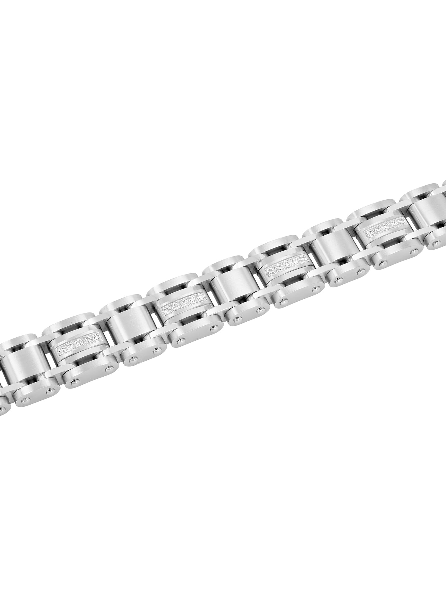 Men's Silver-Tone Stainless Steel Cubic Zirconia Bracelet - Brilliance Fine Jewelry