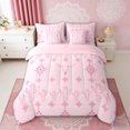 thumbnail image 2 of Erosebridal Pink Aztec Twin Bedding Sets for Girls, Rustic Farmhouse Cow Skull Bedding Comforter Set, Pink Reversible 7 Pieces, 2 of 6