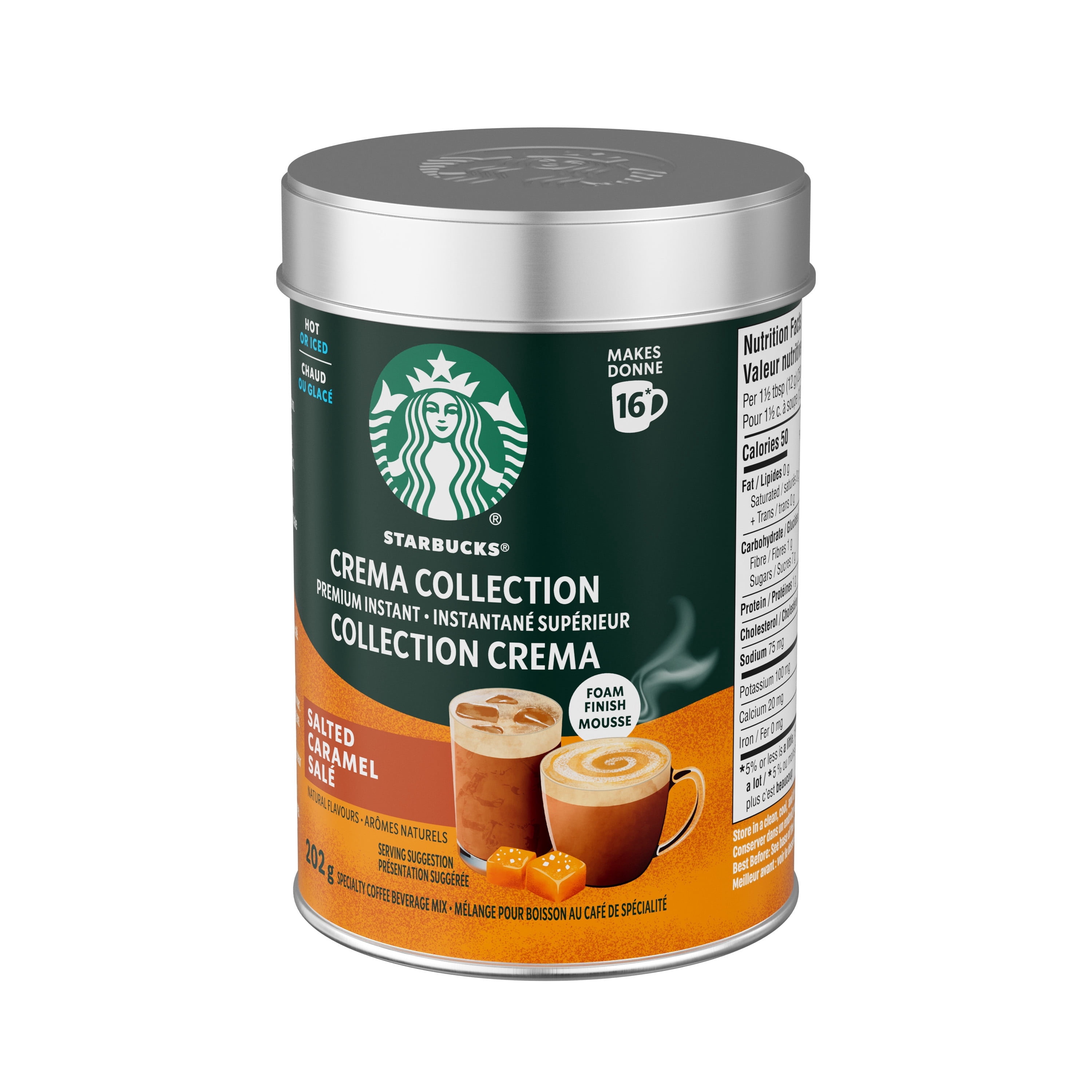Starbucks Crema Collection Salted Caramel Premium Instant Coffee Mix, Enjoy Hot or Iced