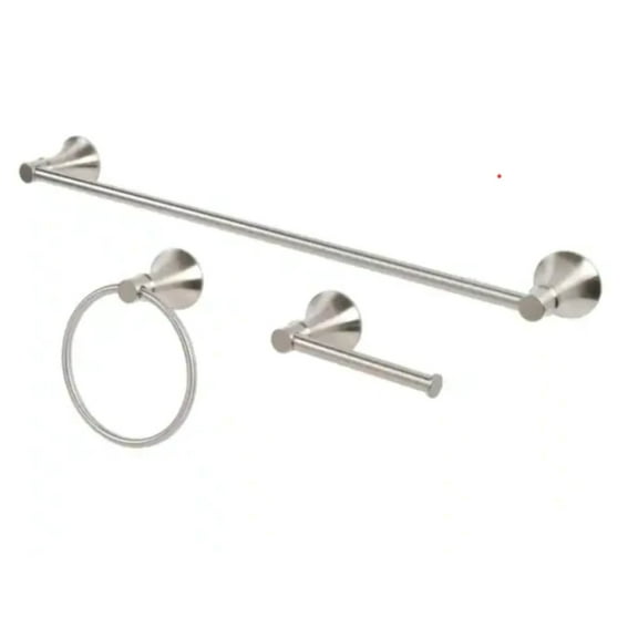 Sadira 3-Piece Bath Hardware Set with Towel Bar Towel Ring and Toilet Paper Holder in Brushed Nickel