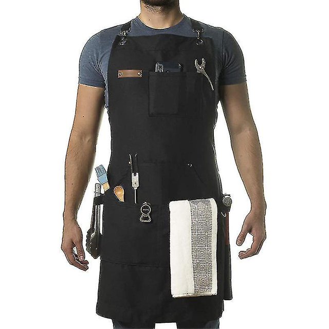 Chef, Bbq And Work Apron With Bottle Opener And Hand Towel - Durable 10oz Cotton Canvas, Brass Hardware And Cross Back Straps