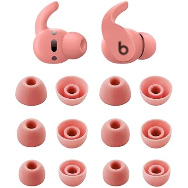 wonima02 Eartips Compatible with Beats Fit Pro Earbuds & Studio Buds, S/M/L Sizes 6 Pairs Soft Silicone Replacement Tips Earbuds Eartips Compatible with Beats Studio Buds & Fit Pro, Coral Pink