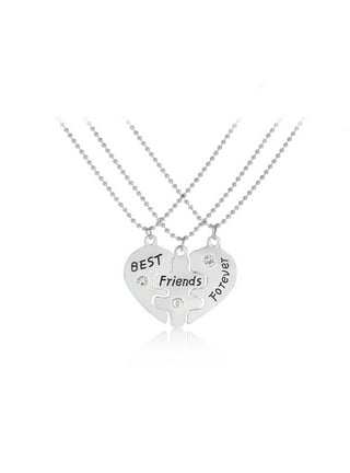 Claire's Silver Best Friends Gem Pendant Necklaces - 3 Pack, Silver,Adult.  