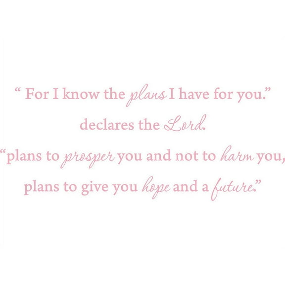 Pink 31" x 13" Pink 31" x 13" "For I know the plans i have for you," declares the Lord..... Vinyl Wall Art Home Decor Decal Sticker