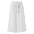 thumbnail image 6 of Xdegoge Wide Leg Culottes for Women Tie Knot High Waisted Cropped Pants with Pockets Casual Flowy Lounge Bottoms Lightweight Summer Trousers, 6 of 6