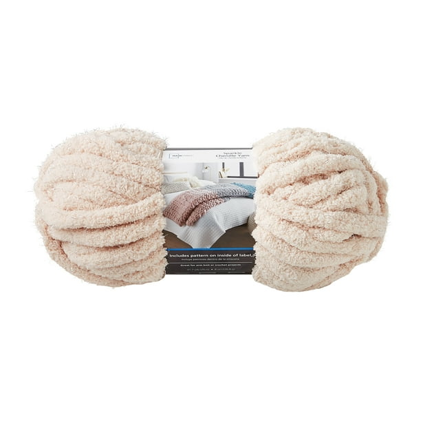 Mainstays Sparkle Chunky Chenille Angel Wings Pink Yarn, 31.7 Yards