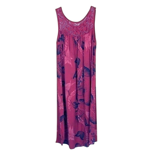 Birdeem Robe Sans Manches à Col Rond en Dentelle Imprimée pour Femmes Printemps/été