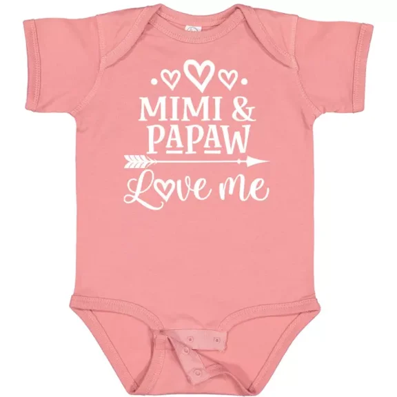 Baby Bodysuit BELLA CANVAS Mimi And Papaw Grandchild Baby Bodysuit Grandbaby Boy Girl Childs From