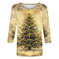 thumbnail image 4 of VKOYWKM Fall T-Shirt for Women Christmas 3/4 Length Sleeve Womens Tops Christmas Tree Print Crewneck Holiday Tops Loose Fit Xmas Party Blouse, 4 of 4