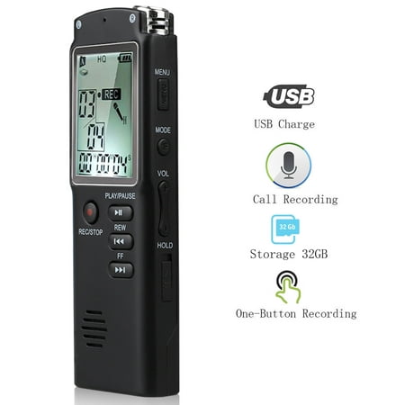 32GB Digital Voice Recorder Voice Activated Recorder with Playback, EEEkit Upgraded Small Tape Recorder for Lectures, Meetings, Interviews, Mini Audio Recorder USB Charge,