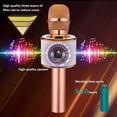 thumbnail image 4 of BONAOK Micrófono inalámbrico de karaoke Bluetooth, 3 en 1, portátil, micrófono de karaoke, máquina de altavoz, fiesta en casa, cumpleaños, para todos los teléfonos inteligentes, PC (Q37 oro rosa), 4 of 5