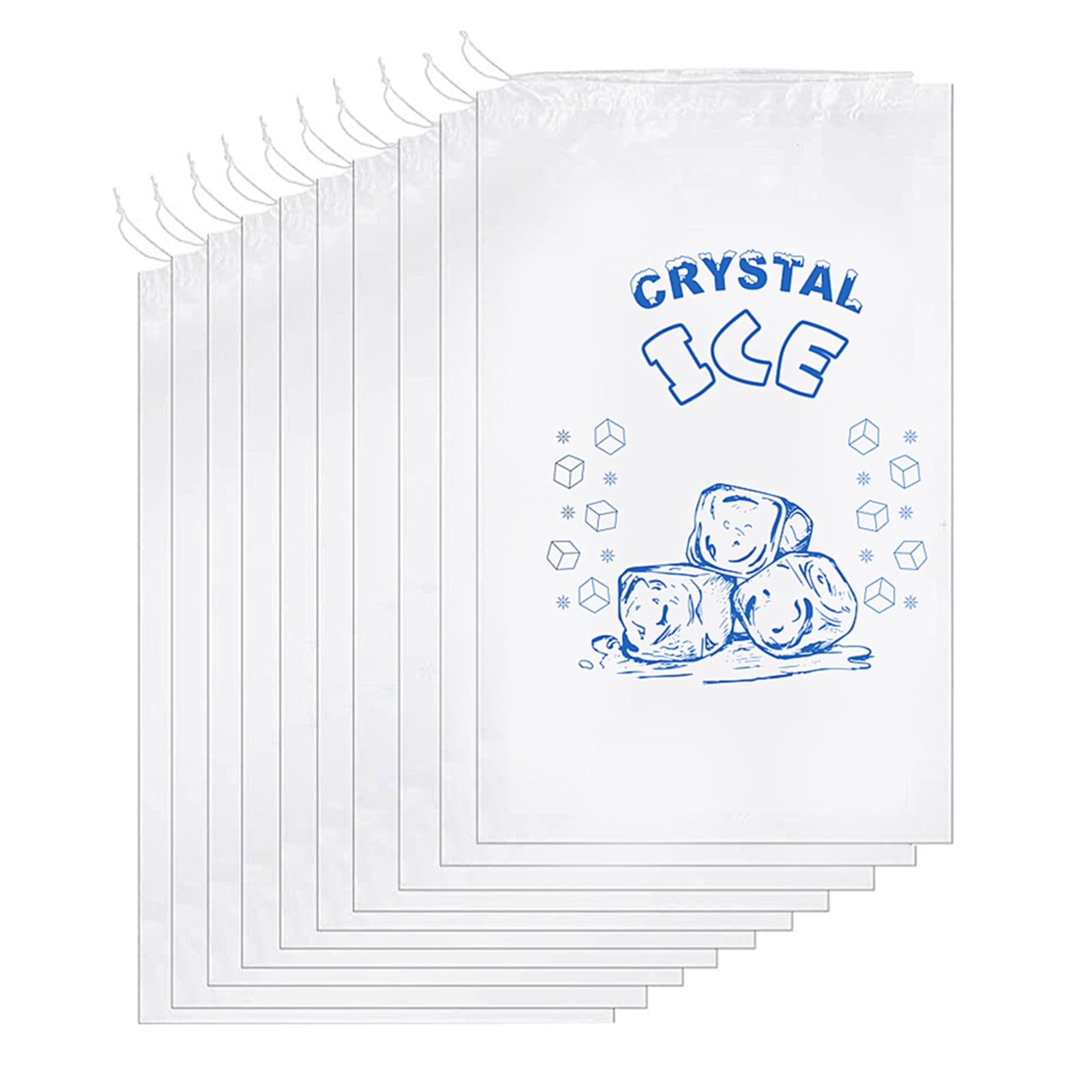 HomeLife 50Pcs/Set Ice Cube Bag Clear PE Adjustable Drawstring Closure Leakproof Heavy Duty Ice Storage Bag Kitchen Supplies