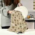 thumbnail image 6 of Dreamtimes Brown Dog Paw Print on Striped Kitchen Towels Dish Bar Tea Towel Dishcloths 1 Pack Super Absorbent Soft 18 x 28 inches, 6 of 7