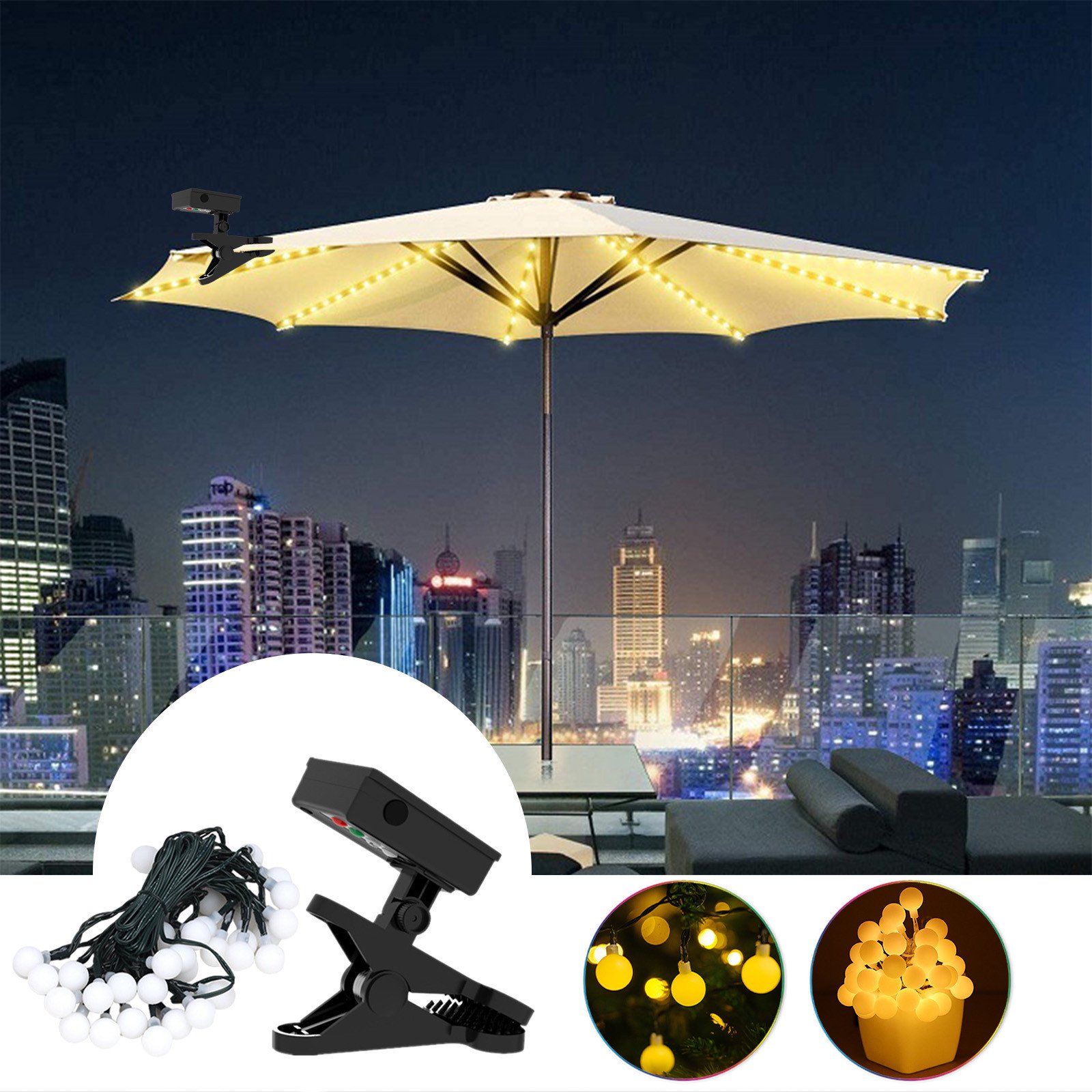 yievot Solar Patio Umbrella Lights Cordless Parasol String Lights With Clip Umbrella  Pole Light Solar Powered Waterproof For Umbrella Outdoor Lighting Beach  Garde | Walmart Canada