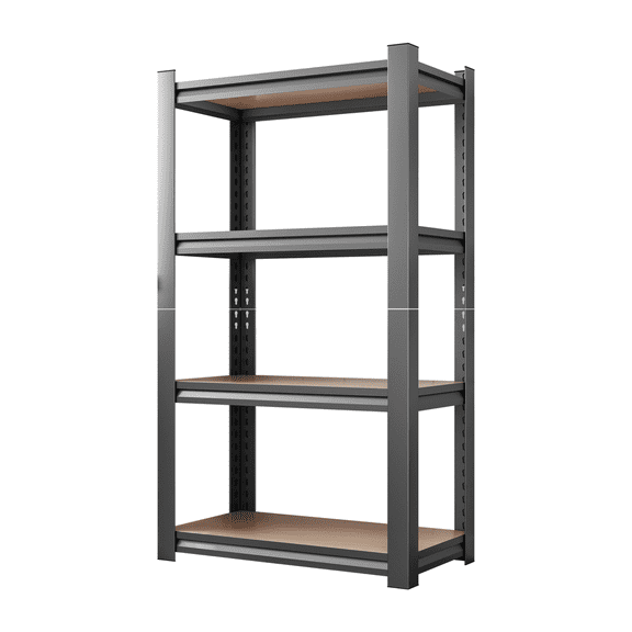 Lisonu 4-Tier Heavy-Duty Storage Rack, Adjustable Shelving Unit with Steel Frame and MDF Shelves, 800 Lb Capacity Utility Shelf for Garage and Pantry, Black