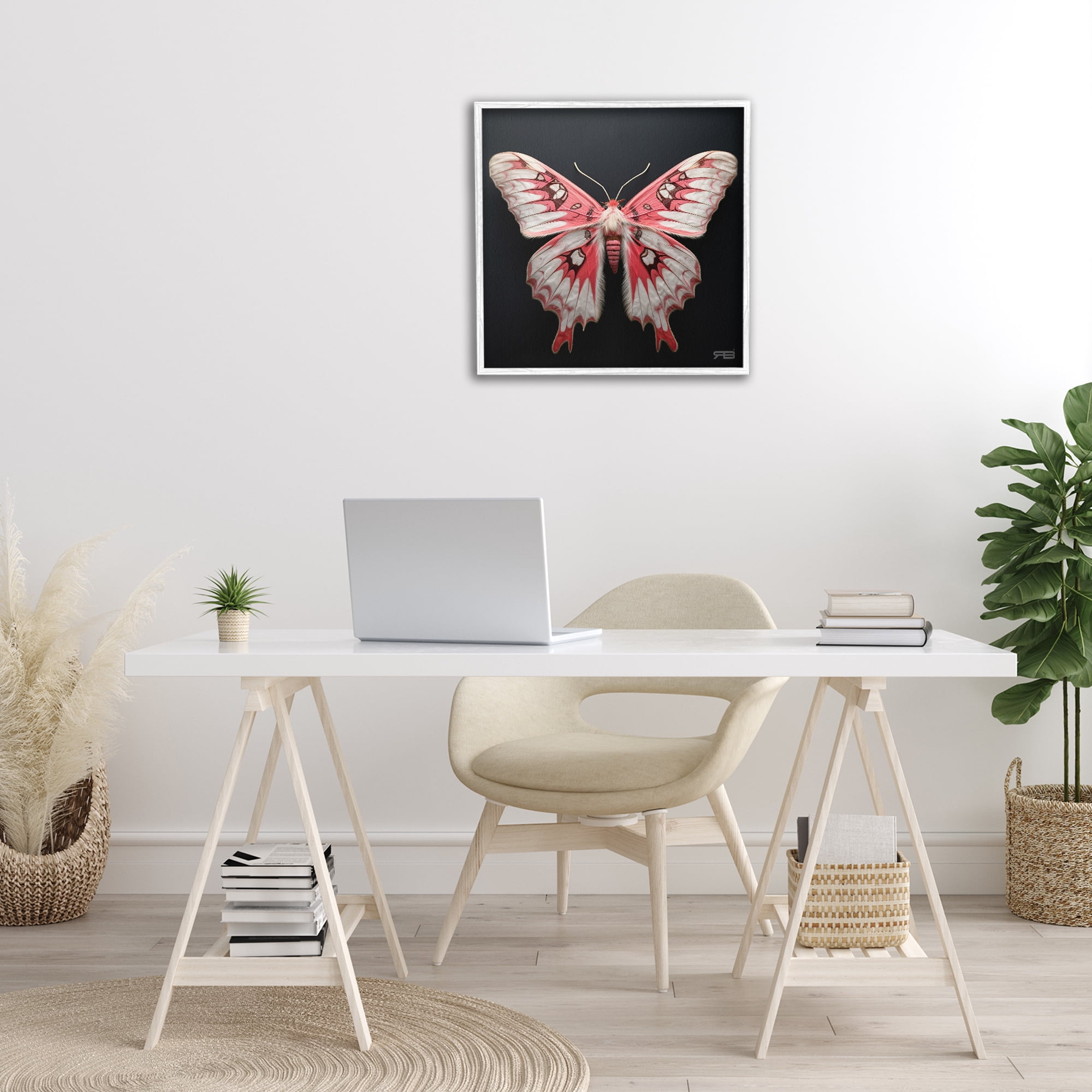 Stupell Industries Red & White Moth Animals & Insects Painting White Framed Art Print Wall Art, 24 x 24