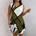 thumbnail image 4 of qolati Plus Size Dresses for Women 2025 Summer Casual Loose V Neck Mini Sundress Fashion Geometric Printed Beach Cover Ups Tank Dress, 4 of 9