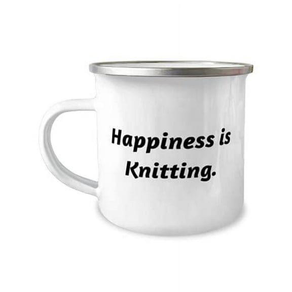 Best Knitting Gifts, Happiness is Knitting, Knitting 12oz Camper Mug From