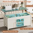 thumbnail image 3 of HAIMOO 47in Farmhouse Lift Top Coffee Table with Sliding Groove Barn Door, Lifting Tabletop and Adjustable Shelf Rustic Center Table for Living Room Office with Hidden Storage Compartment, 3 of 16