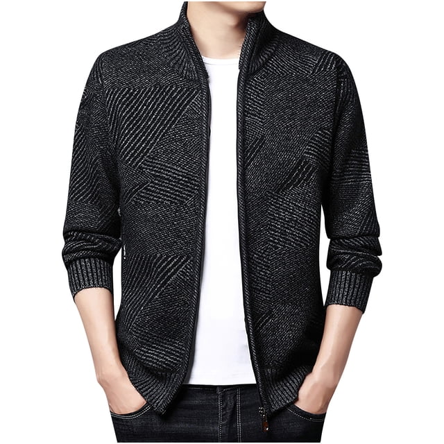 WREESH Cardigan Tricoté à Fermeture Éclair Automne et Hiver pour Hommes Veste Décontractée Confortable