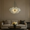 thumbnail image 6 of 27'' Modern Glam Cluster Chandelier 6 Lights Pendant with Hand Blown Textured Glass Globes And Chrome Finish for Dining Room and Foyer, 6 of 12