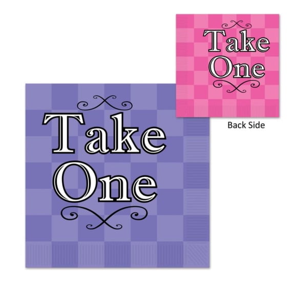 Beistle 2-Ply Disposable Take-One Luncheon Tableware Napkins - 6.75" - Pink and Purple - Pack of 192
