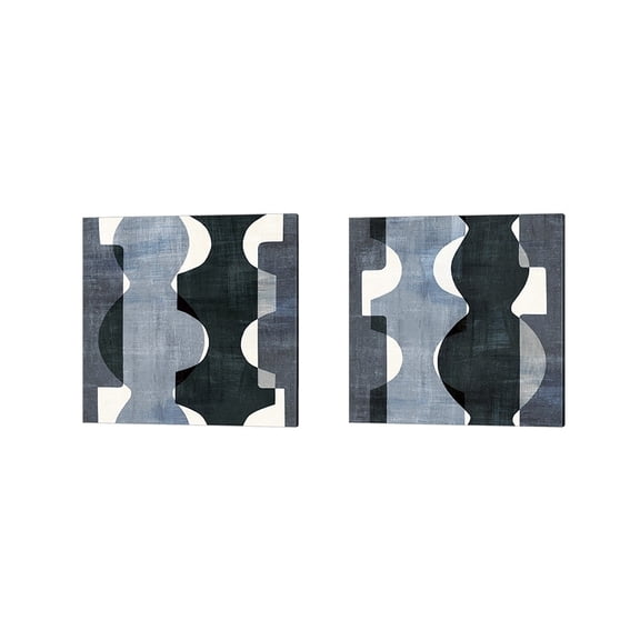 Metaverse Wild Apple Portfolio 'Geometric Deco BW' Canvas Art (Set of 2)