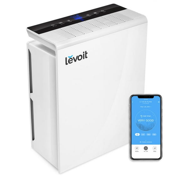 Levoit Smart Wi-Fi Air Purifier with 3-Stage Filtration, Cleanses the Air, Covers 290 Sq ft, White