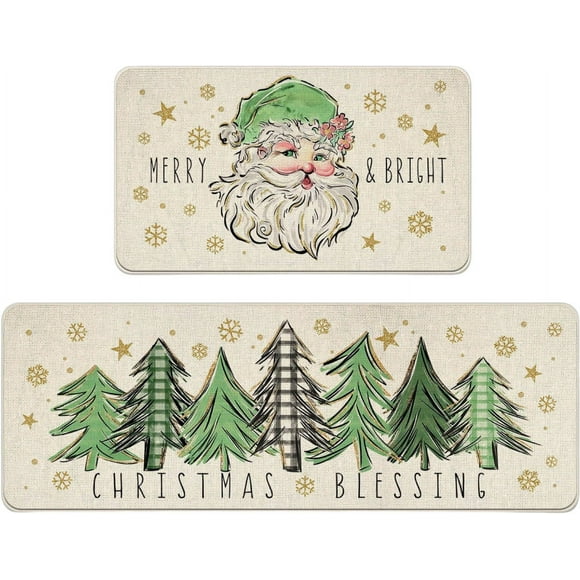 Christmas Door Decorations,Christmas Decoration Floor Mat Kitchen Oil and Stain Proof Set Wear Proof Door Mat for Entrance,Christmas Decorations for the Home,Kitchen Mats for Floor