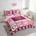 thumbnail image 3 of Feelyou Romantic Anniversary Bedding Comforter Set 7 Pieces, Kawaii Love Heart Full Bedding Set, Happy Valentine's Day Reversible Fitted Sheet Flat Sheet, Microfiber Bedroom Decor, 3 of 7