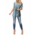 thumbnail image 4 of QAFOPEH Womens Clothes Butterfly Print Blouses Short Sleeve Shirts Extra Tunic Top, 4 of 6