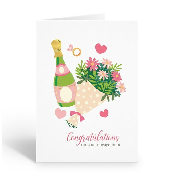 Stonehouse Collection | Engagement Greeting Card | Champagne Bottle and Bouquet