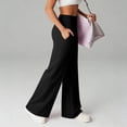 thumbnail image 7 of Hurxie Wide Leg Pants for Women High Waisted Soft Stretchy Comfy Lounge Casual Flowy Palazzo Trousers Black,L, 7 of 7