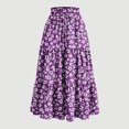 thumbnail image 2 of Women's Floral Tiered Ruffle Maxi Skirts Boho A Line Flared High Waist Vintage Flowy Long Skirt with Drawstring, 2 of 5