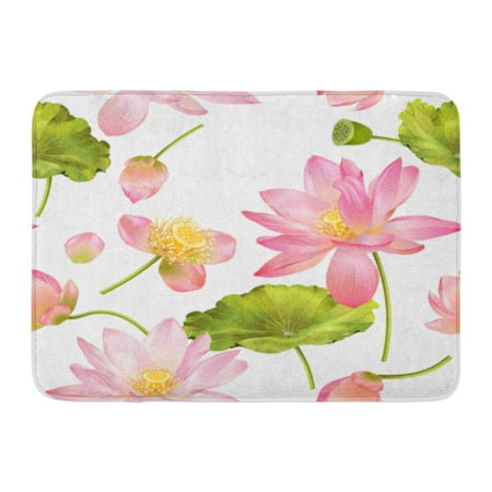 KDAGR Botanical Pink Lotus Flowers for Natural Cosmetics Health Care and Ayurveda Products Yoga Center Best Doormat Floor Rug Bath Mat 23.6x15.7