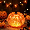 thumbnail image 6 of Vivcore Halloween Pumpkin Light LED Glowing Jack O Lantern Flameless Tabletop Light Up Decor for Indoor Porch Party, Style B 1 Pack, 6 of 8
