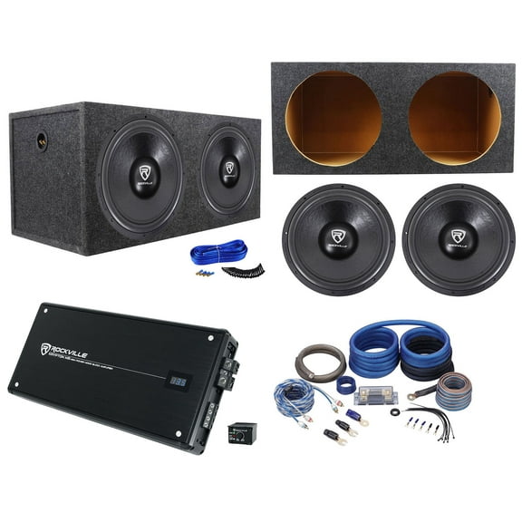 (2) Rockville W15K6D4 V2 15" 8000w Subwoofers Sealed Box Mono Amplifier Amp Kit