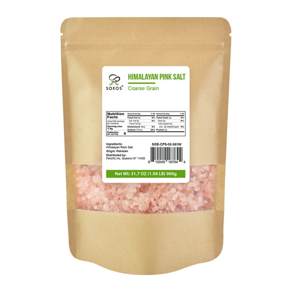 Soeos Coarse Grain Himalayan Pink Salt, 900g/ 31.7oz
