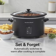 Hamilton Beach 5 Qt Programmable Slow Cooker, Stoneware Crock with Removable Pot, Black