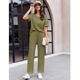 thumbnail image 2 of EKOUAER Women Waffle Knit Lounge Sets Short Sleeve Top and Long Pant Pajama Set Loungewear 2 Piece Pjs Set with Pockets, 2 of 6