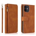 thumbnail image 1 of iPhone 15 PU Leather Zipper Case - Multi-Functional Wallet Style Phone Case (Brown,iphone12 mini), 1 of 9