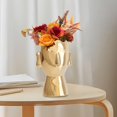 thumbnail image 3 of Jarrón de cerámica, contenedor de flores secas, soporte de planta abstracto, maceta para pequeña sala, estantería , decoración de 235x16cm oro Macarena Jarrón de ceramica, 3 of 8